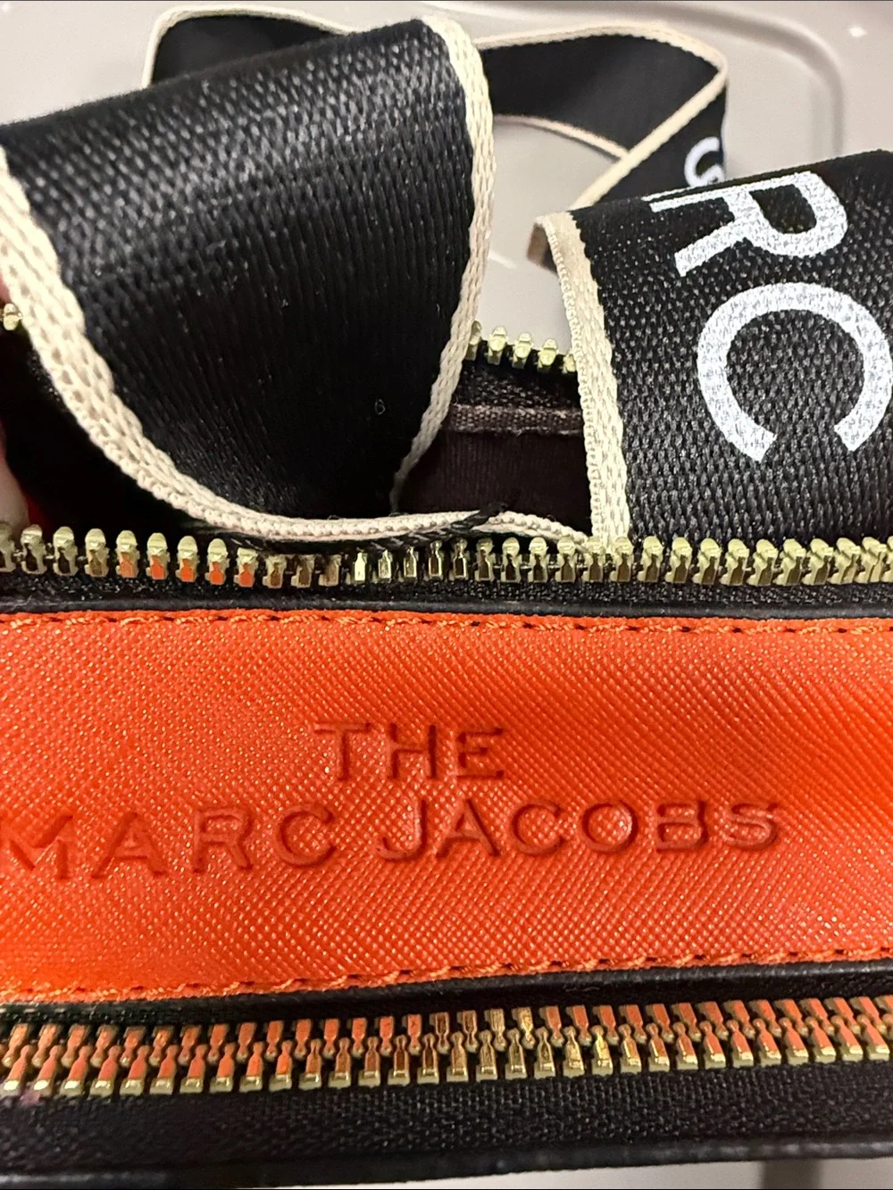Marc Jacobs Black and Cream Logo Crossbody Camera Bag